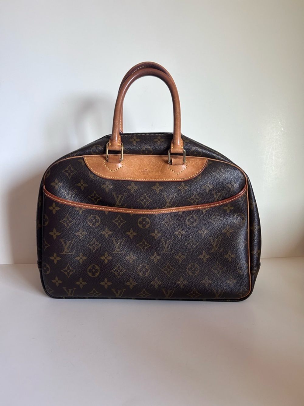 Louis Vuitton Brown Monogram Canvas Duffel with Tan Leather Trim